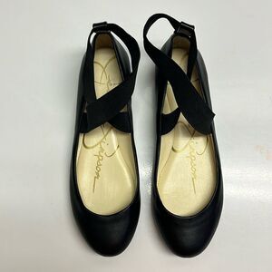 Jessica Simpson Black Criss Cross Ankle Ballet Rounded Toe Flats- 6.5M